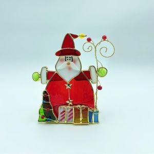 Stained Glass Tea Light Candle Holder (Santa clause with Gifts)